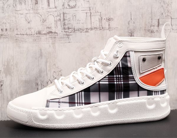 

men's skateboarding shoes high sneakers breathable white sports shoes students street walking chaussure homme, Black
