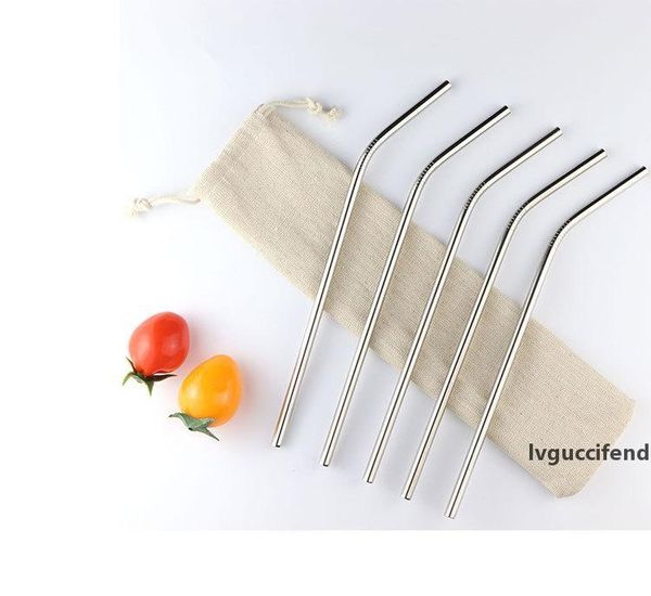 

combination customized bag packing 4 1 reusable stainless steel drinking straws set metal straws set with cleaning brush