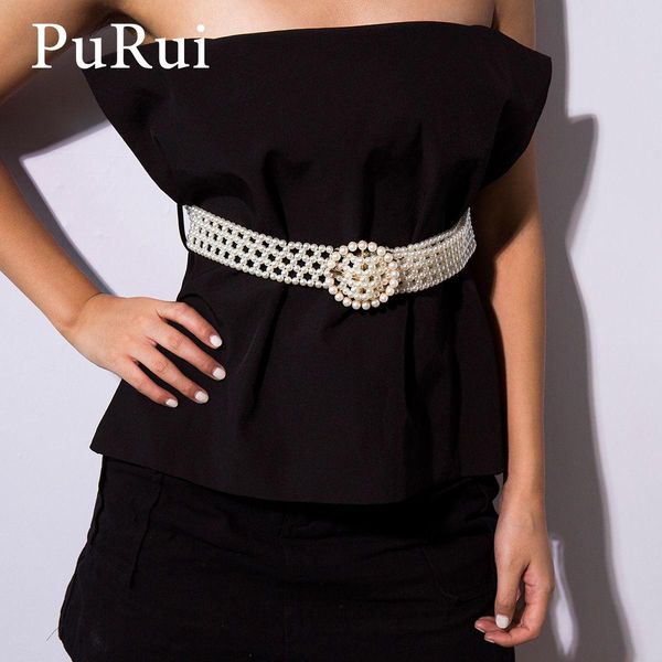 

purui white pearl beads waistband luxury imitation pearl round buckle belt waist chain wedding dress belt women fashion jewelry t200508, Silver