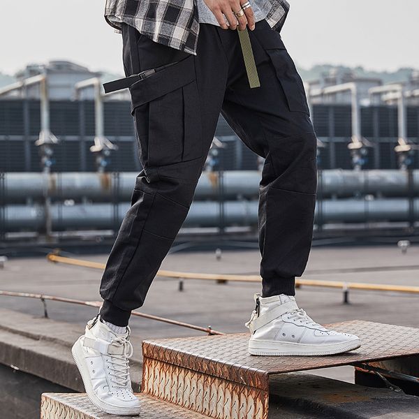 

cargo pants man spring and autumn cotton pants men new fashion loose men, Black