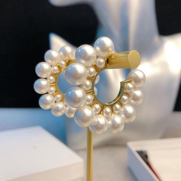 

Pearl Hoop Earrings Jewelry 18K gold plated brass Earrings Stud Earrings For women