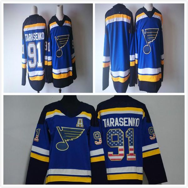 

2018 ad mens st louis blues stars пусто 91 тарасенко женщин людей дети флаг сша мода хоккей трикотажные, Black;red