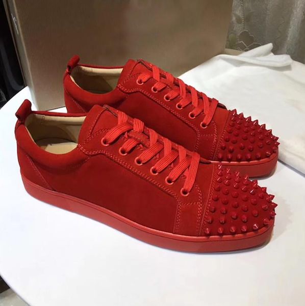 

2019 fashion designer spikes flats shoes red bottom shoes for women mens luxury party lovers genuine leather sneakers size 35-47, Black