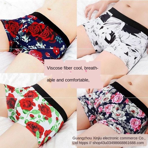 

лето трусы и шорты и дышащий личность модный боксер ice шелковый мужской молодежи боксер брюки мужские нижнее белье сексуальные шорты, Black;white