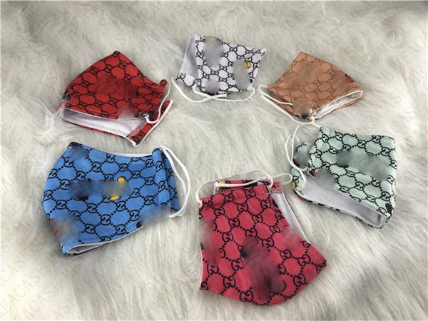 

fashion cartoon face mask for washable 2 layers silk fabric mask letters printed protective masks reusable mouth masks d73104, Blue