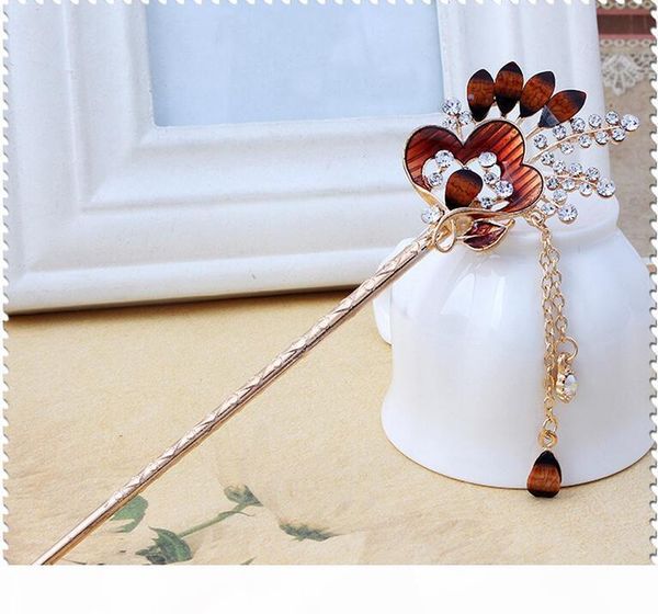 

r classic diamonds hairpin hair drops retro wind hairpin women 's style suffering step fz018 mix order  pieces a lot, Golden;silver