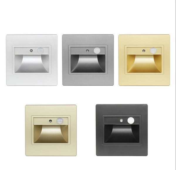 

1.5w led embedded wall light,intelligent lamp,pir sensor stair light, kitchen lamp step corridor bathroom, smart indoor lighting