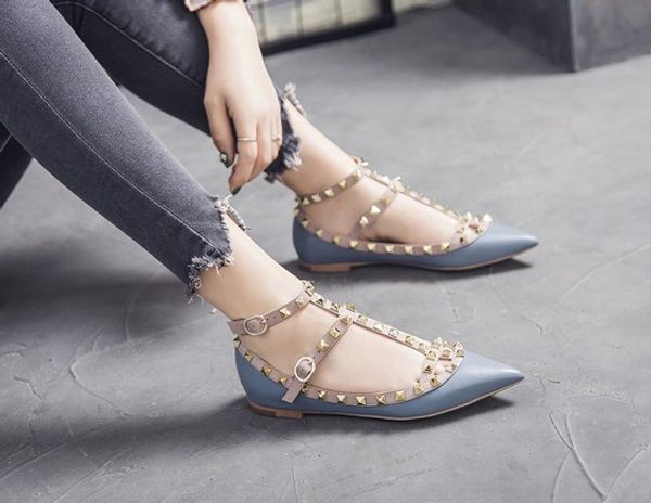 

women flat heels dress shoes rivets girls pointed toe buckle platform pumps wedding party shoes max color cs05, Black