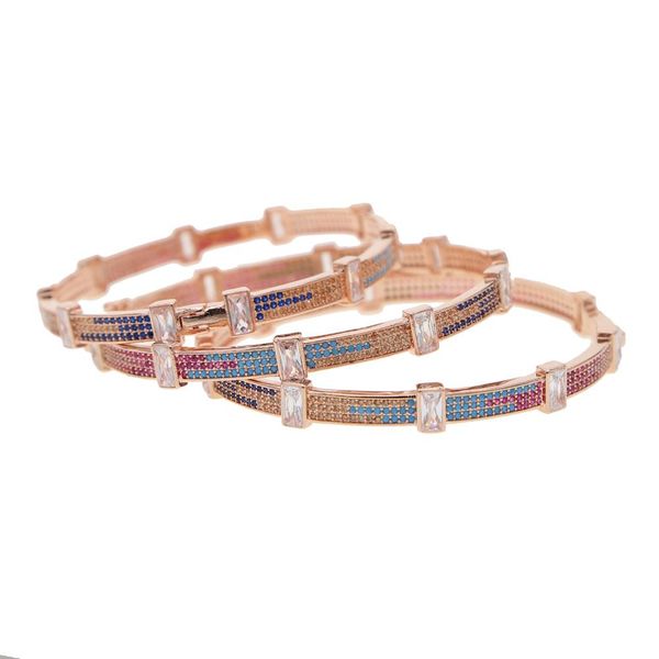 

wholesale- diamater 58-60mm colorful baguette cubic zirconia cz cuff bangle bracelet bohemia boho statement jewelry for women, Black
