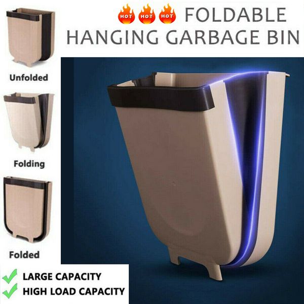 

wall mounted folding waste bin kitchen cabinet door hanging trash bin garbage car trash can wall mounted foldable cleaning trash bin