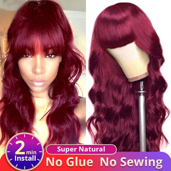 

ishow brazilian human hair wigs with bangs peruvian body wave none lace wigs indian hair malaysian body wave, Black;brown