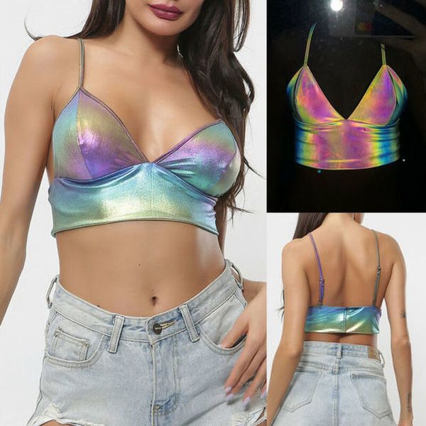 

womens crop v neck bralette bralet bra bustier camis cami tank vest night light reflective vest fashion camis partywear, White