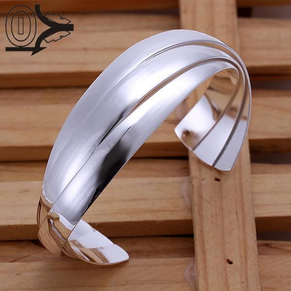 

wholesale silver plated bangle,wedding jewelry accessories,fashion silver three pieces bnagles bracelet for women, Black