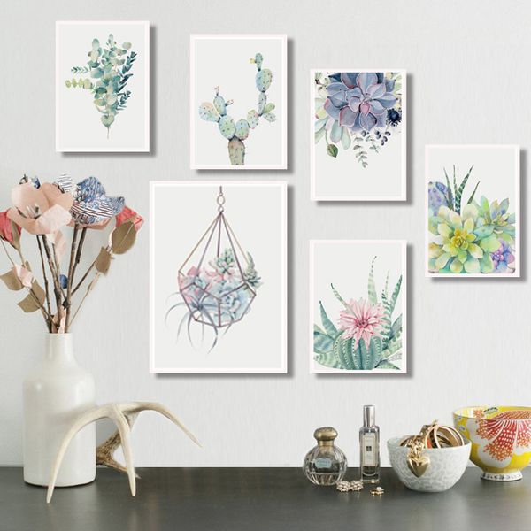 

succulent plants nordic poster leaf cactus flowers wall art print posters and prints canvas painting wall pictures home decor