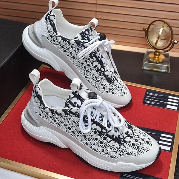 

white oblique b24 sneaker with cannage motif men 's shoes fashion classic vintage shoes luxury plus size casual men shoes zapatos de h