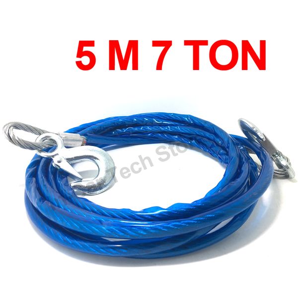 

heavy duty 5m 7 tons high strength hook steel wire trailer car emergency towing rope suv road recovery car accessories