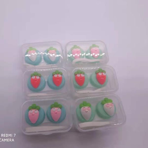 

new diy smiling radish children's invisible contact case glasses case diy glasses box lenses box, Blue
