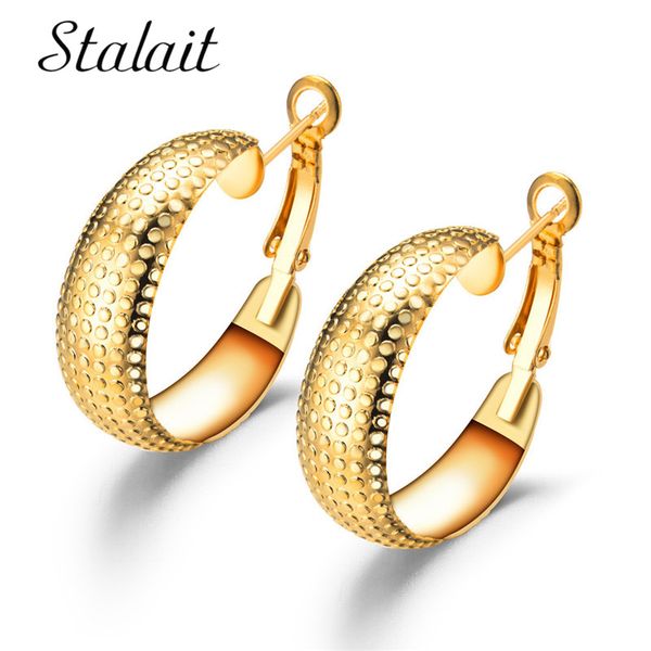 

vintage 20/25/28mm big width stripe metal hoop earrings for women glossy gold color earrings simple jewelry wedding gift, Golden;silver