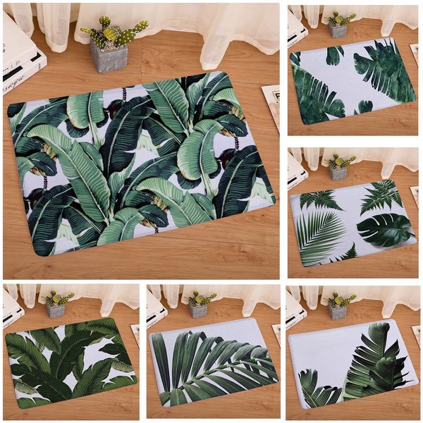 

digital printing flannel tropical plant home floor digital floor mat bathroom anti-skid absorbent door mat bedroom home carpet
