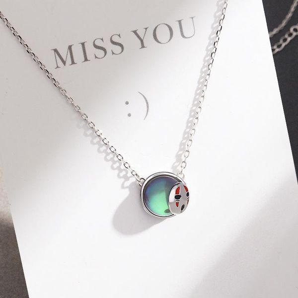 

оригинальные серии дизайна монстра маски унесенные безликих мужчин и женщин стерлингового серебра ожерелье творческий кристалл ключицы цепоч, Silver