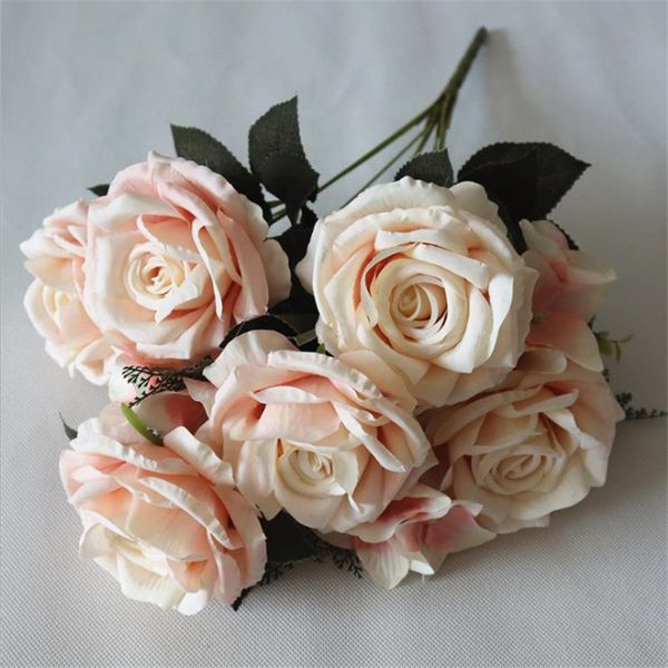

7pcs european fake roses (10 heads/bunch) 18.9" length simulation autumn rose for wedding home decorative artificial flowers