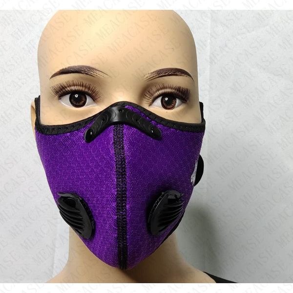 

masks with filter double breathable valve sports cycling masks washable dustproof anti wind riding face masks 10 colors d7712, Blue