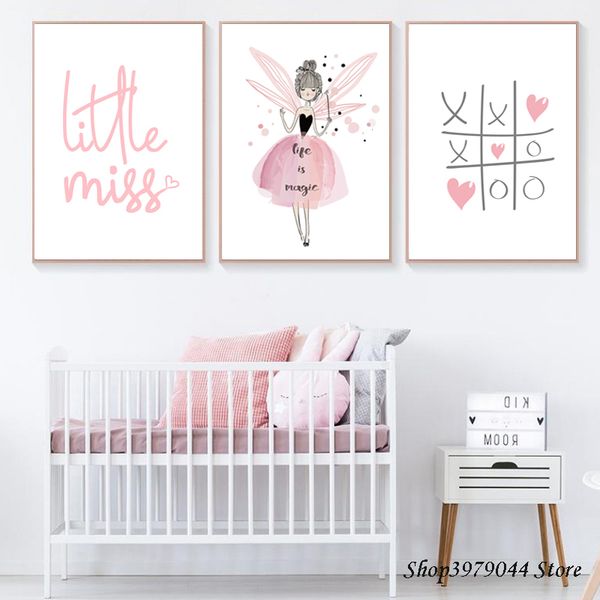 

nursery wall picture kids poster pink princess canvas girl room poster quotes posters and prints watercolor children unframed