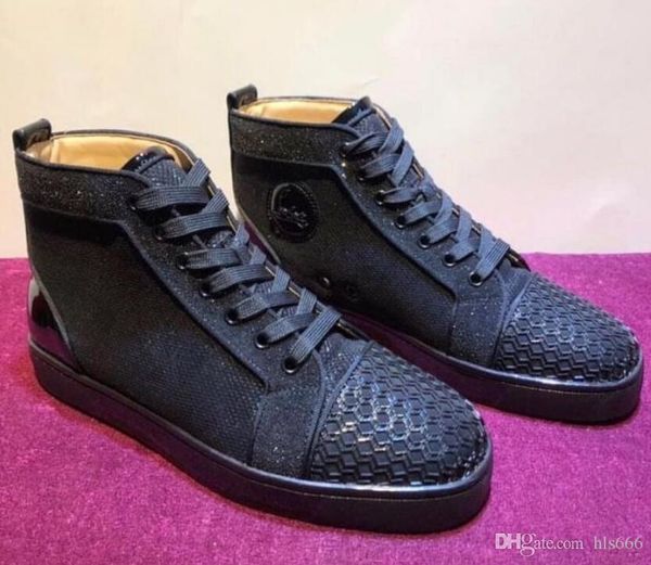 

graffiti python leather high sneakers shoes women,men red bottom casual party leisure flats famous dress walking with box eu35-46, Black