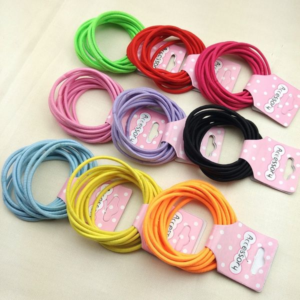 

2 yuan shop korean style children's rope all-match tie hair rubber color seamless children's rubber band hair band, Slivery;white