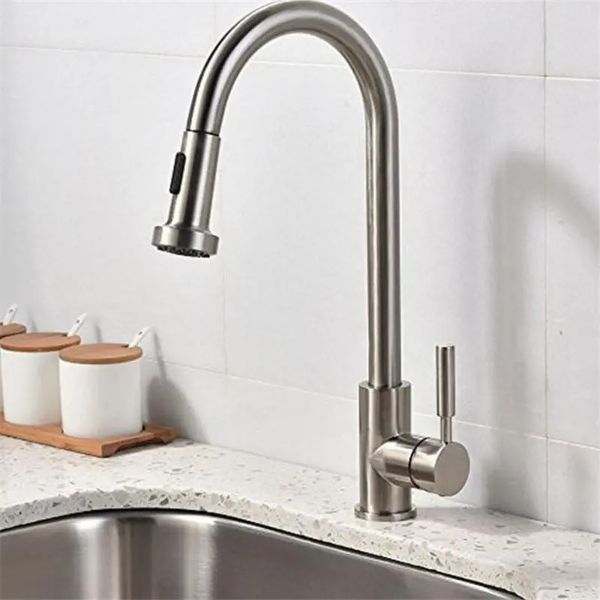 

kitchen sink faucet pull-down sprayer 360 degree rotate cold and water mixer tap