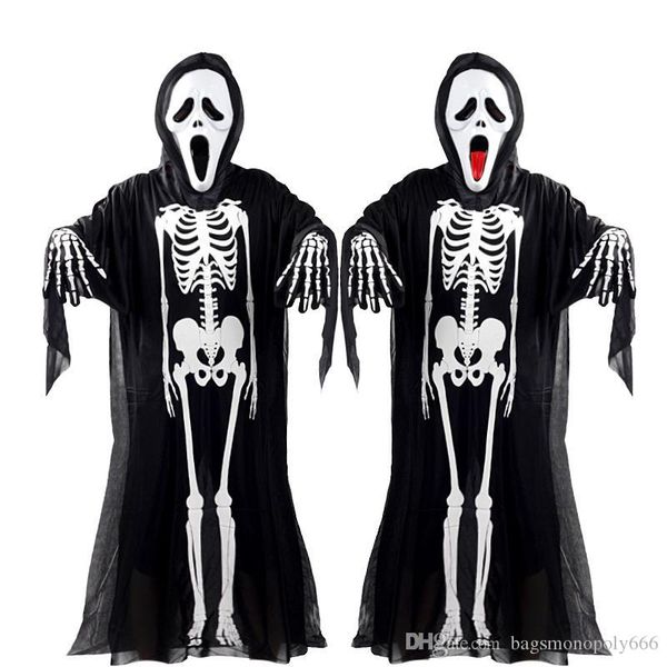 

the latest halloween horror suit, funny jewelry, horror skeleton scream costume, masquerade costume, adult, child, horror mask, Black;red