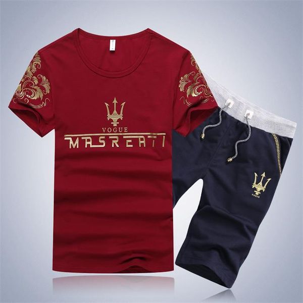

2020 новый мужчины tracksuit stand роскошь хирт с брюки короткие круто роскошный сорт хлопка печати мазерати tracksuit размер м-4xl, Gray