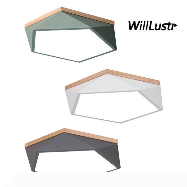 

modern geometry ceiling lamp wood iron diamond bedroom restaurant l dinning room green gray white black macaron color light