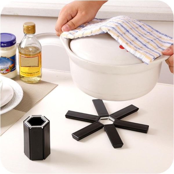 

black foldable non-slip heat resistant pad trivet pan placemat pot holder mat cushion kitchen accessories 2020#30