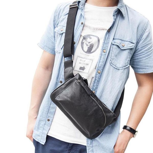 

mens fashion lichee pattern pu leather messenger shoulder travel riding hip bum belt sling chest bag pouch