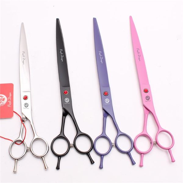 

9" 24cm japan steel purple dragon pro pets hair grooming shears dog flur hairdressing scissors big straight cutting shears z4005