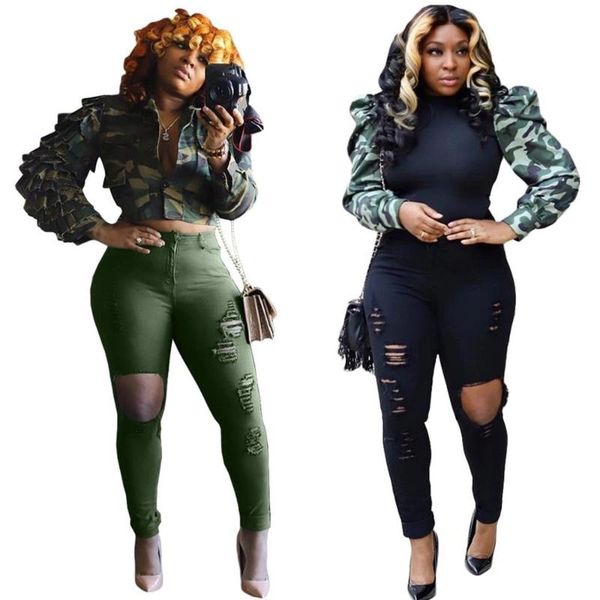 

adogirl holes jeans pants denim trousers, Blue