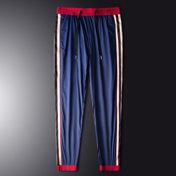 

designer men's pants 2020 summer fashion new mens thin slim full length pants men casual breathable sports trousers 3 colors size m-5xl, Black