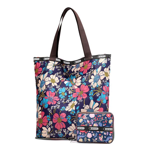 

casual floral pattern women floding bag nylon casual tote fashion portable school bag female fold over shopping