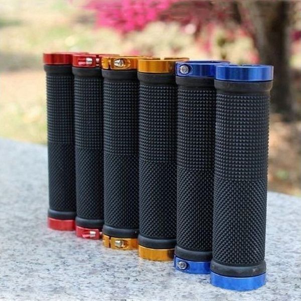 

mountain bike bicycle gloves bicycle handle fu ba color aluminum alloy bilateral lock handle grip fu ba anti-slip rubber grip cover, Silver