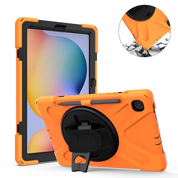 

drop resistance hard cover with rotating hand strap for samsung galaxy tab s6 lite 10.4 p610/p615 kids silicone case