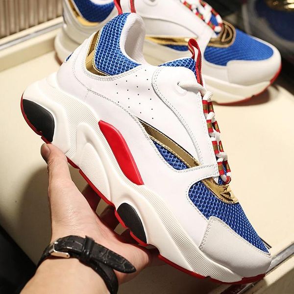 

drop ship b22 calfskin sneaker lightweight mens shoes lace -up low luxury breathable shoes vintage sneakers chaussures pour hommes, Black