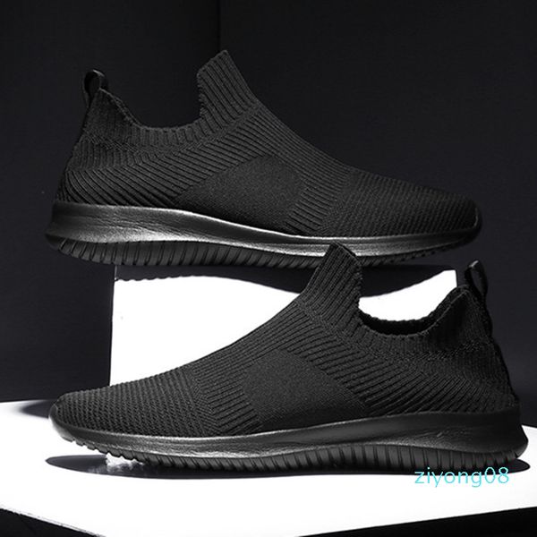 

solid white fashion knitting casual shoes men super light breathable stretch socks sneakers slip on tenis masculino black z08