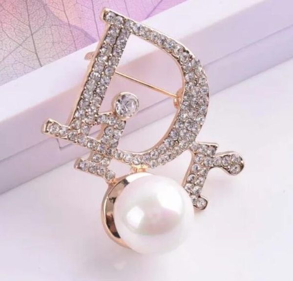

2020 luxury designer exquisite double letter brooch for women statement brand fashion brooches pins accessories jewelry gift 8414, Gray