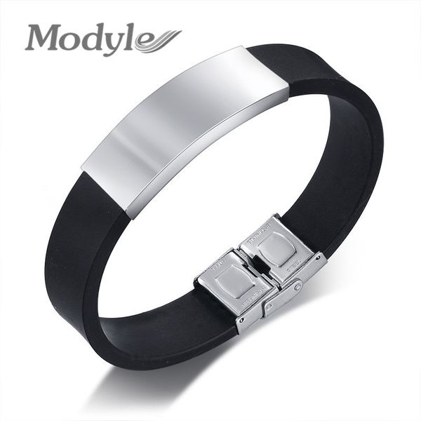 

modyle new silicone bracelet men's jewelry silicone name bracelet gift for boyfriend husband dropshipping, Black