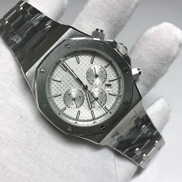 

luxury watch men automatic watches sweeping movement royal oak sapphire glass all 3 sub dials works, Slivery;brown