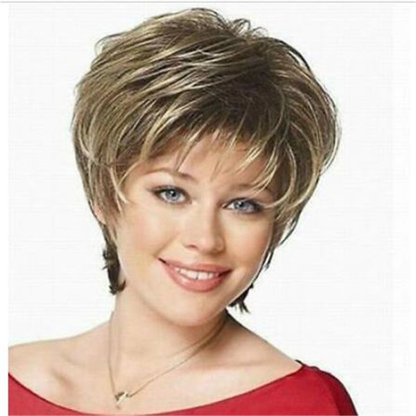 

cosplay short blonde mixed women's wig fgy, Black