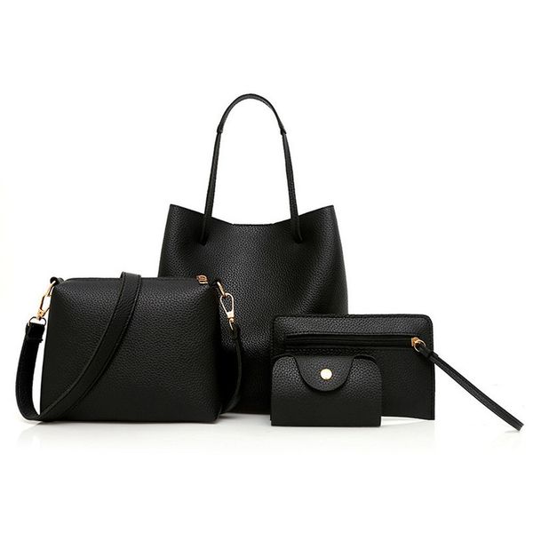 

4pcs leather bag women 2020 handbag crossbody messenger bag card package for women plain fashion ladies hand bags bolsa feminina