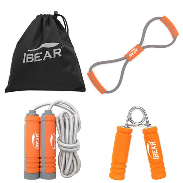 

3pcs/set high speed skipping rope with 8 word chest expander hand grips adjustable jumping rope fitness exercise gym equipment