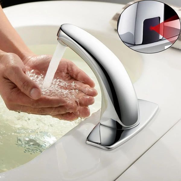 Misturadores de pia automático Sensor Tap Hands Free Infravermed Water Kitchen Bathroom Basin Torneira